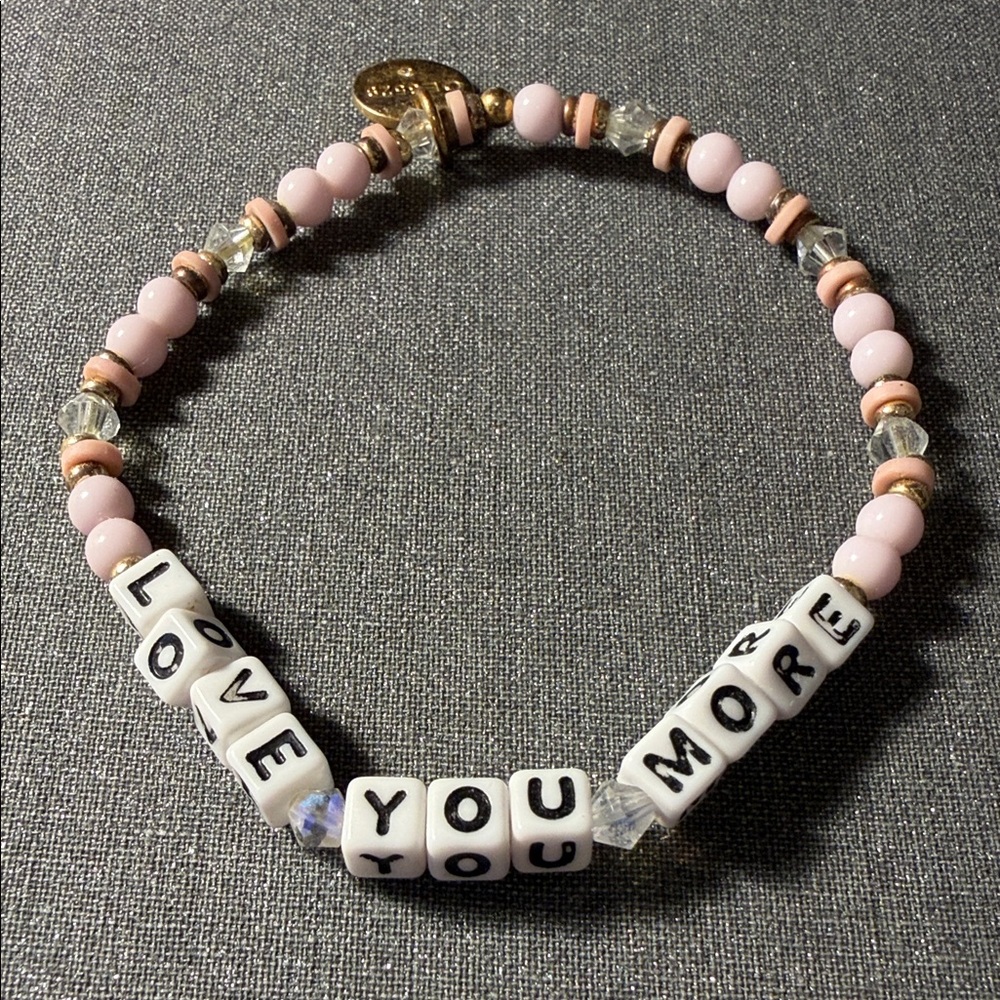 Little Word Project Pink Bead 'LOVE YOU MORE' Stretch Bracelet